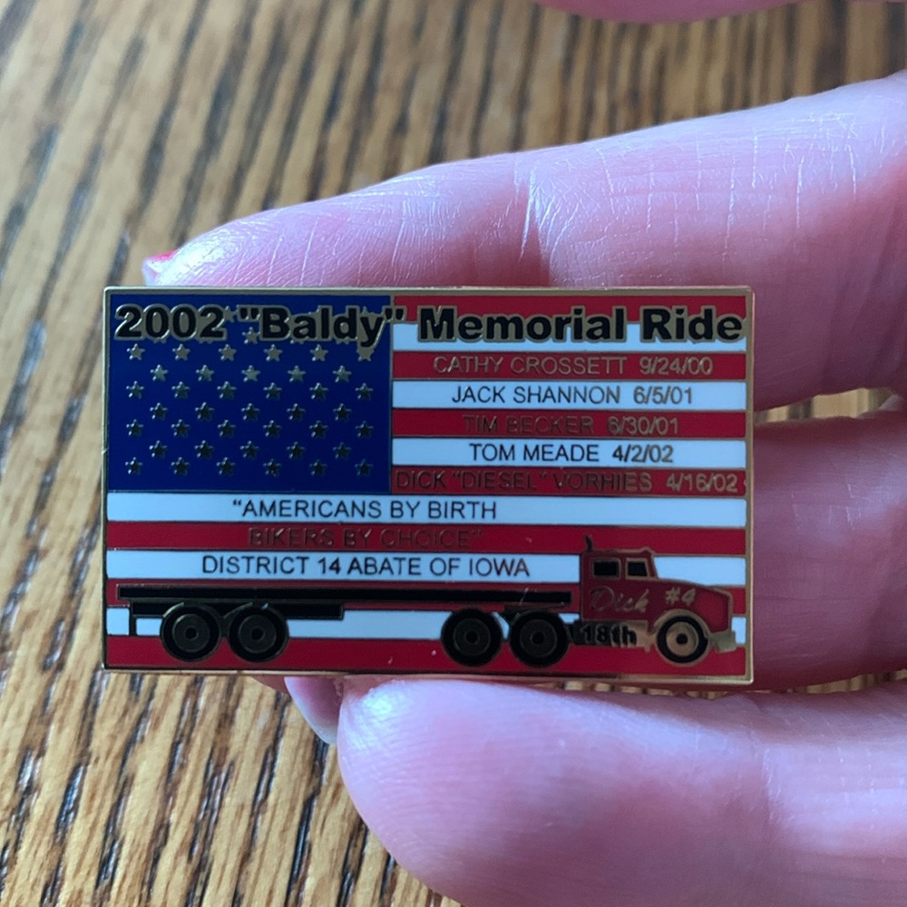 Emblematics Pin 2002 "Baldy" Memorial Ride Pin.